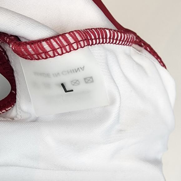 New Red Black Polka Dot One Piece Swimsuit 856 Cutouts Side Sash Size L - Picture 7 of 9